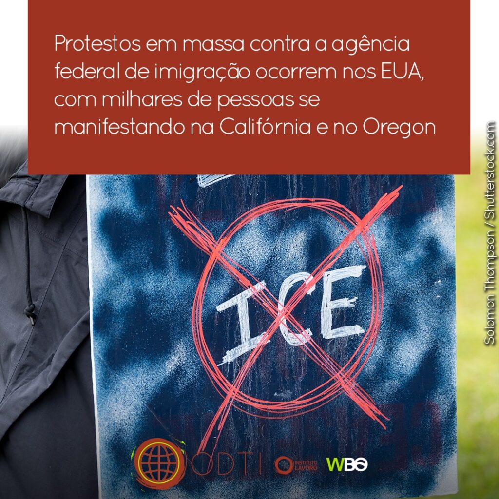 Protestos em massa contra a agência federal de imigração ocorrem nos EUA, com milhares de pessoas se manifestando na Califórnia e no Oregon